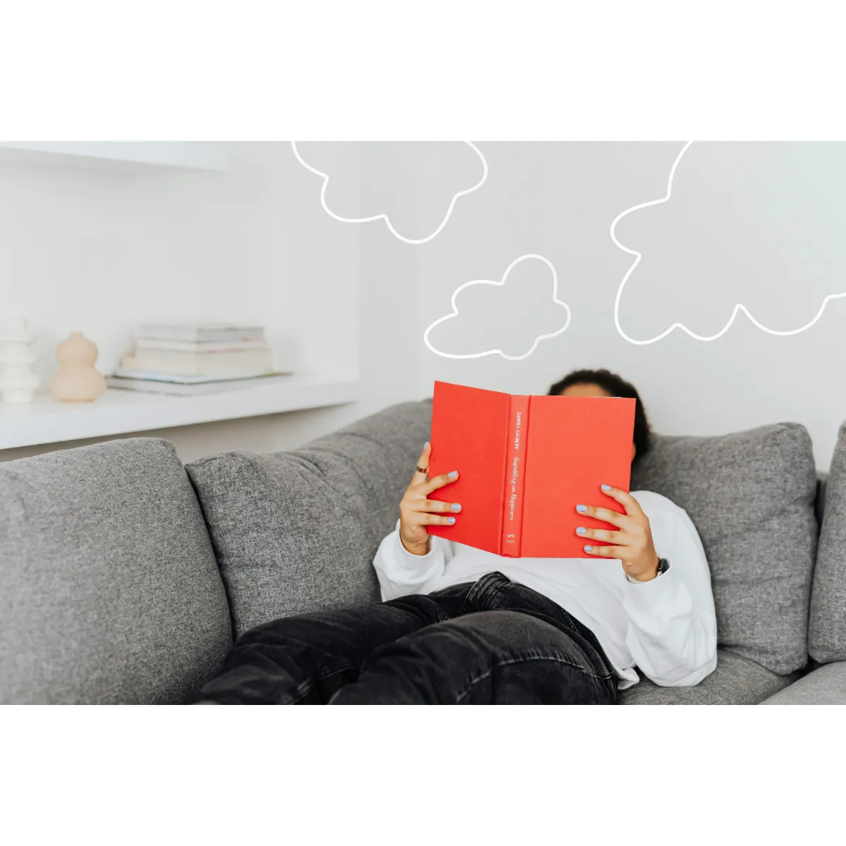 reading on the sofa